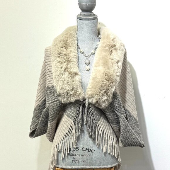 💖💖 Faux Fur Cozy Fall Shrug Stone - Picture 1 of 2